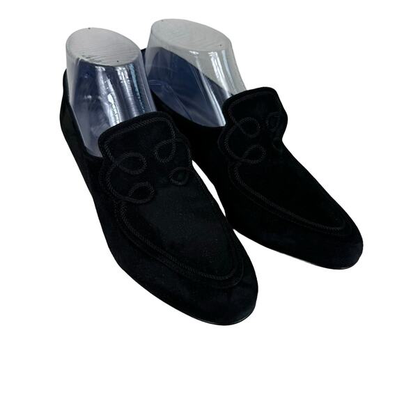 D'Rossana Vintage Black Suede Leather Slip On Heeled Loafers Made In Italy 7.5M - Picture 1 of 7